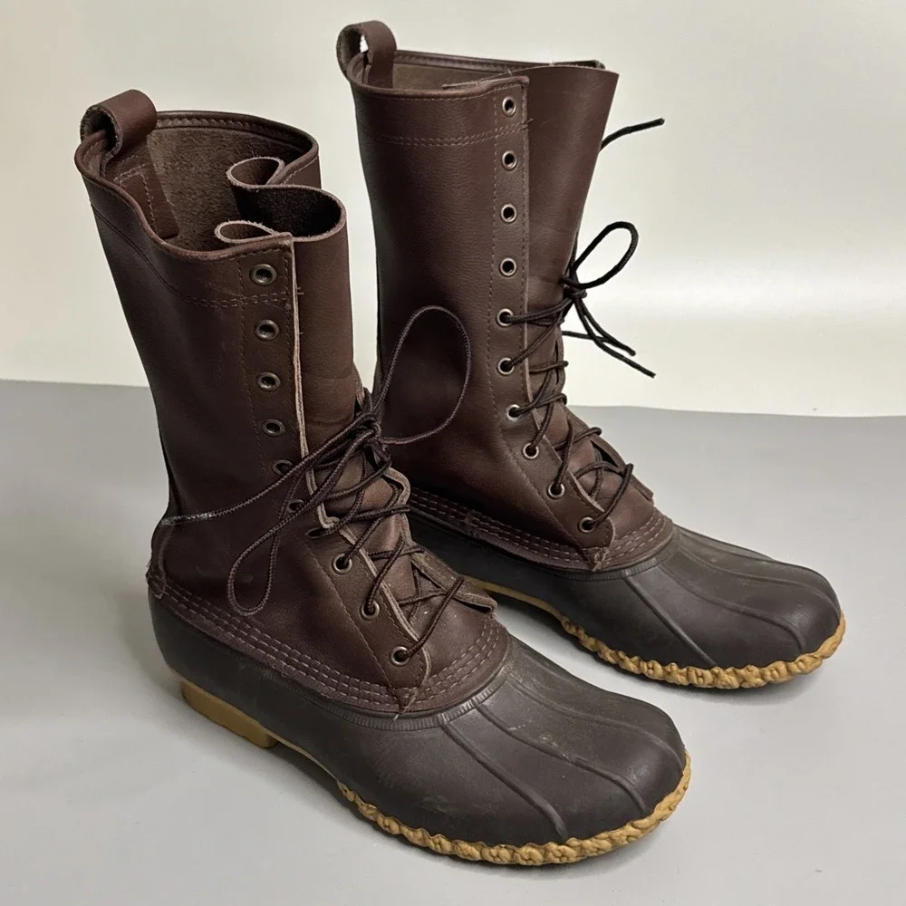 LL Bean Boots Mens Size 9 Maine Leather Hunting Duck Boot Shoe Rubber